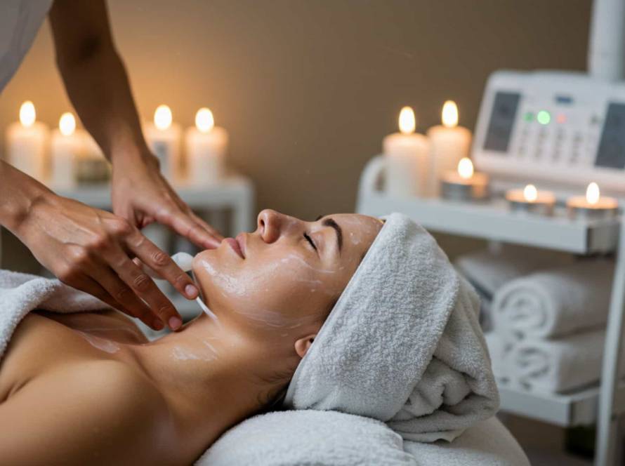 Mujer recibiendo tratamiento facial dentro de los Servicios de Estética en Estética IRIS