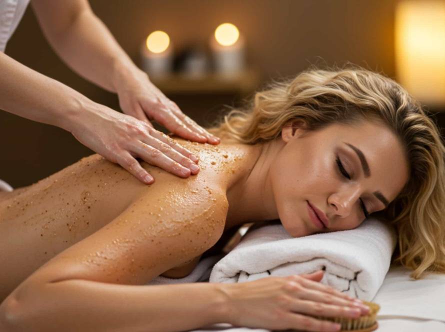 Tratamiento de exfoliación corporal en Estética IRIS Madrid.