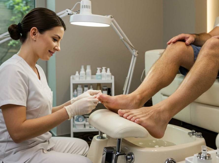 Sesión de pedicura profesional en Estética IRIS Madrid.
